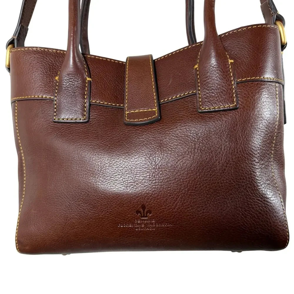 Dooney & Bourke Florentine Small Barlow Satchel Chestnut Leather Crossbody